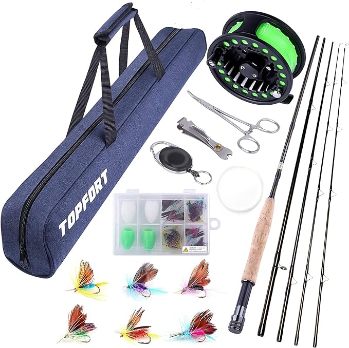 TOPFORT Fly Fishing Rod and Reel Combo Starter Kit,